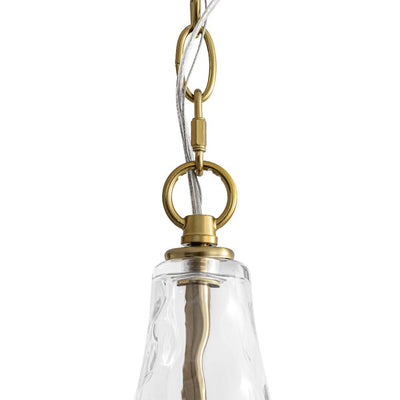Modern 1-Light Clear Hammered Glass Mini Pendant with Brass Nickel Finish