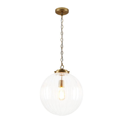 Modern Dimmable Ribbed Glass Pendant Light Fixture, Height Adjustable, Multiple Finishes