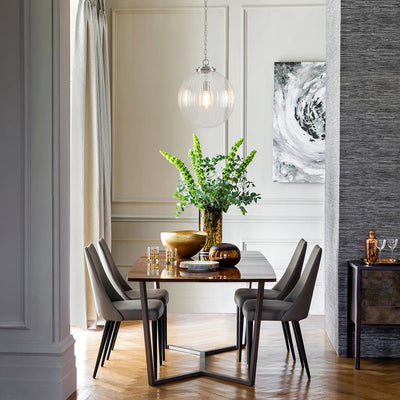 Modern Dimmable Ribbed Glass Pendant Light Fixture, Height Adjustable, Multiple Finishes