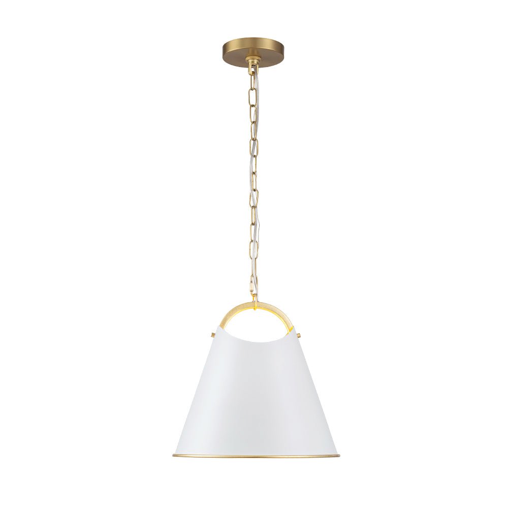 Modern Elegant 1-Light Gold Leaf Hanging Metal Barrel Pendant Fixture