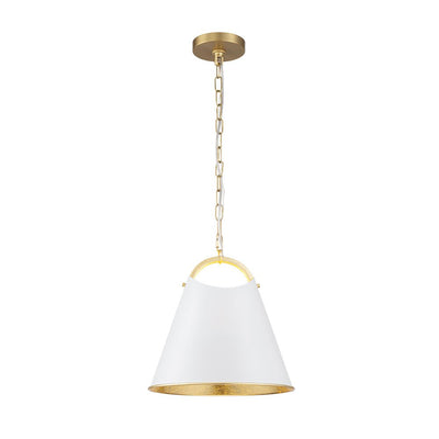 Modern Elegant 1-Light Gold Leaf Hanging Metal Barrel Pendant Fixture