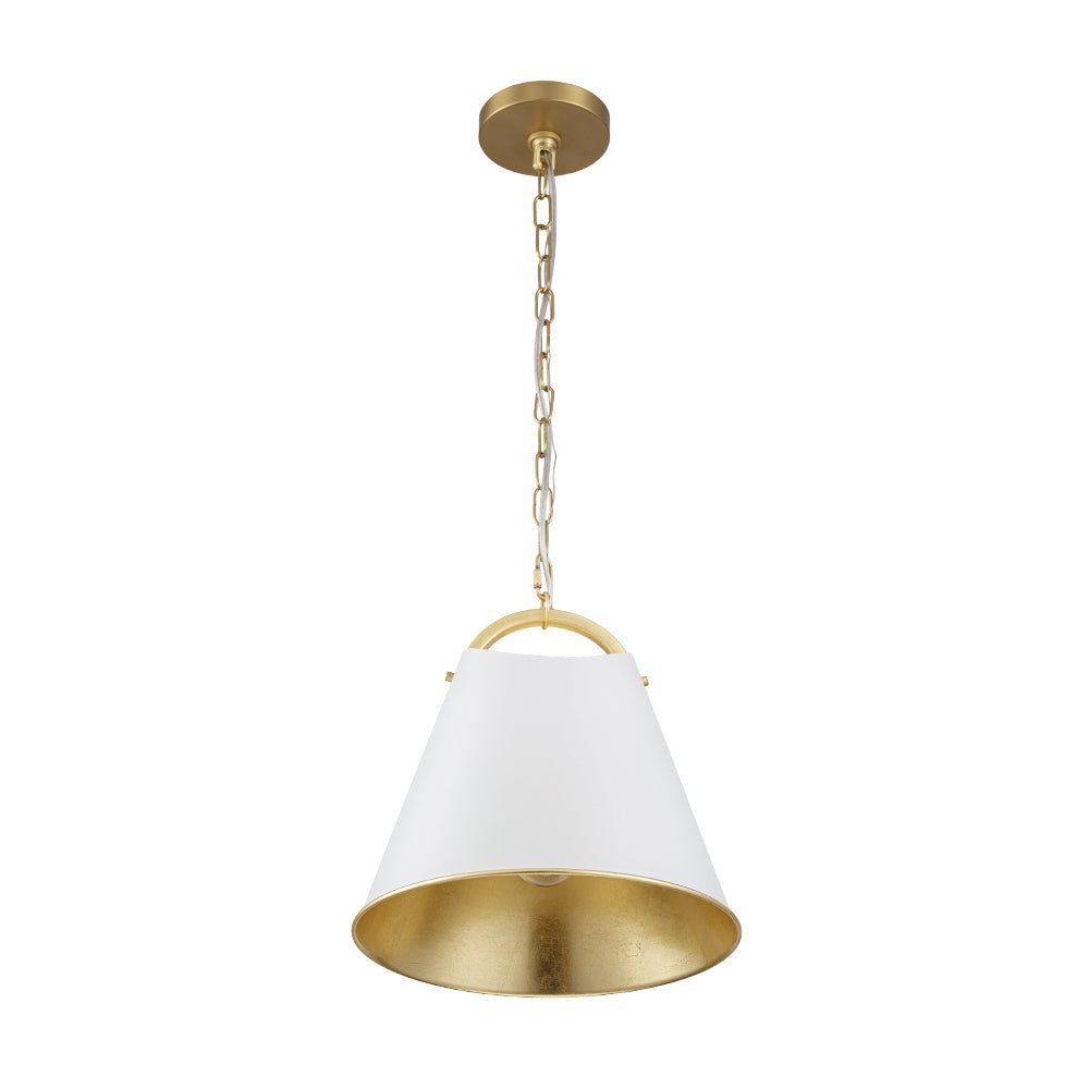 Modern Elegant 1-Light Gold Leaf Hanging Metal Barrel Pendant Fixture