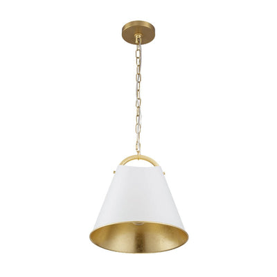 Modern Elegant 1-Light Gold Leaf Hanging Metal Barrel Pendant Fixture
