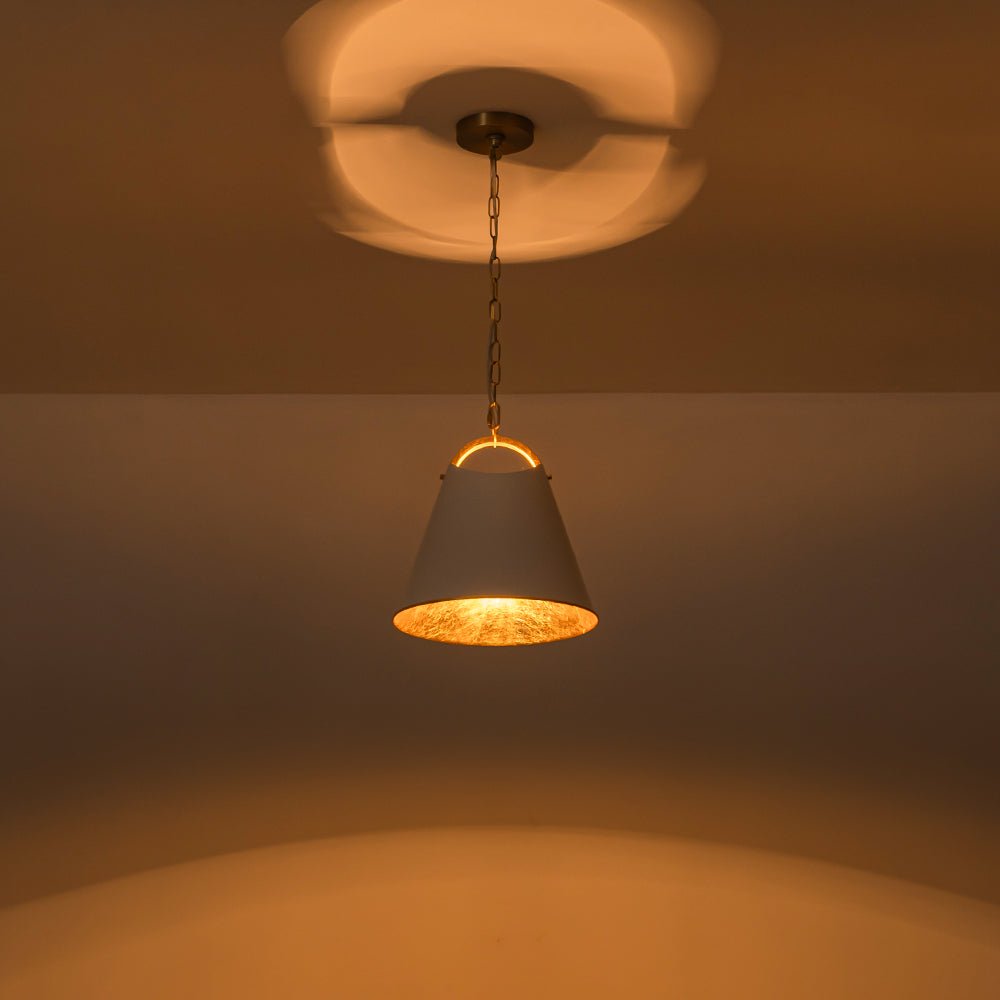 Modern Elegant 1-Light Gold Leaf Hanging Metal Barrel Pendant Fixture
