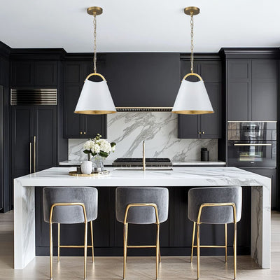 Modern Elegant 1-Light Gold Leaf Hanging Metal Barrel Pendant Fixture
