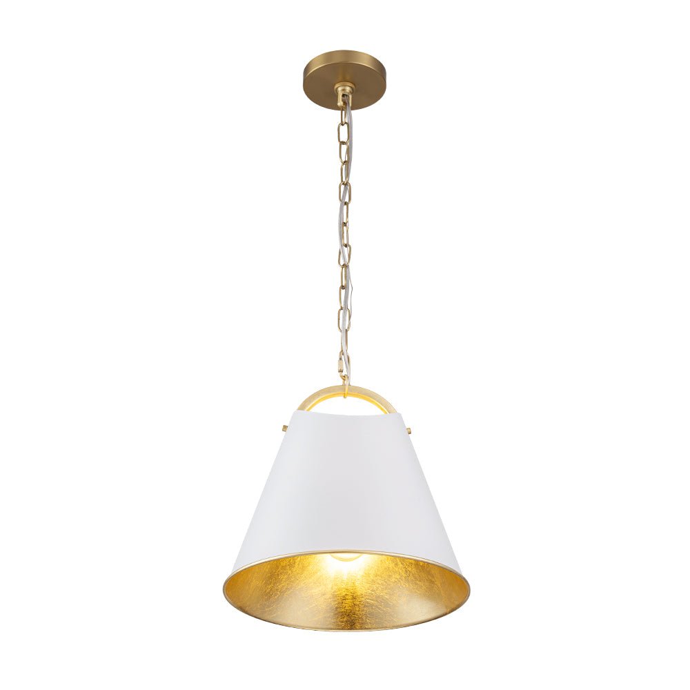 Modern Elegant 1-Light Gold Leaf Hanging Metal Barrel Pendant Fixture