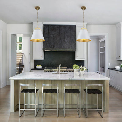 Modern Elegant 1-Light Gold Leaf Hanging Metal Barrel Pendant Fixture