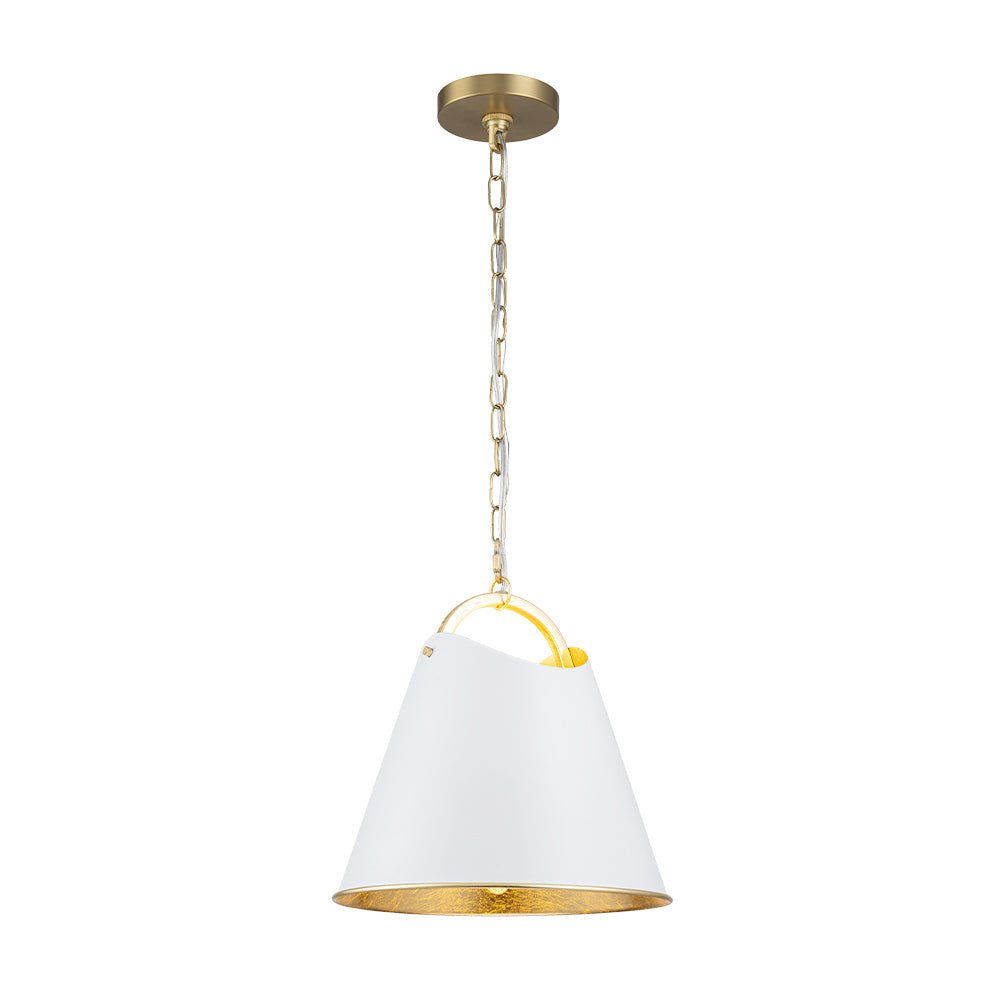 Modern Elegant 1-Light Gold Leaf Hanging Metal Barrel Pendant Fixture