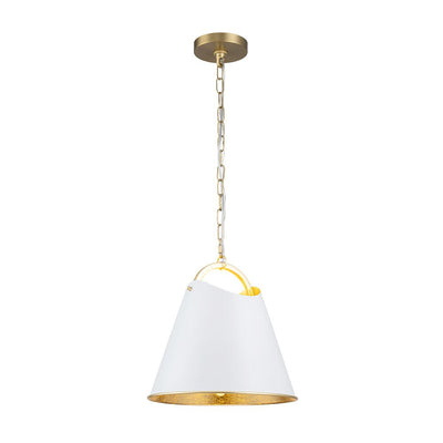 Modern Elegant 1-Light Gold Leaf Hanging Metal Barrel Pendant Fixture