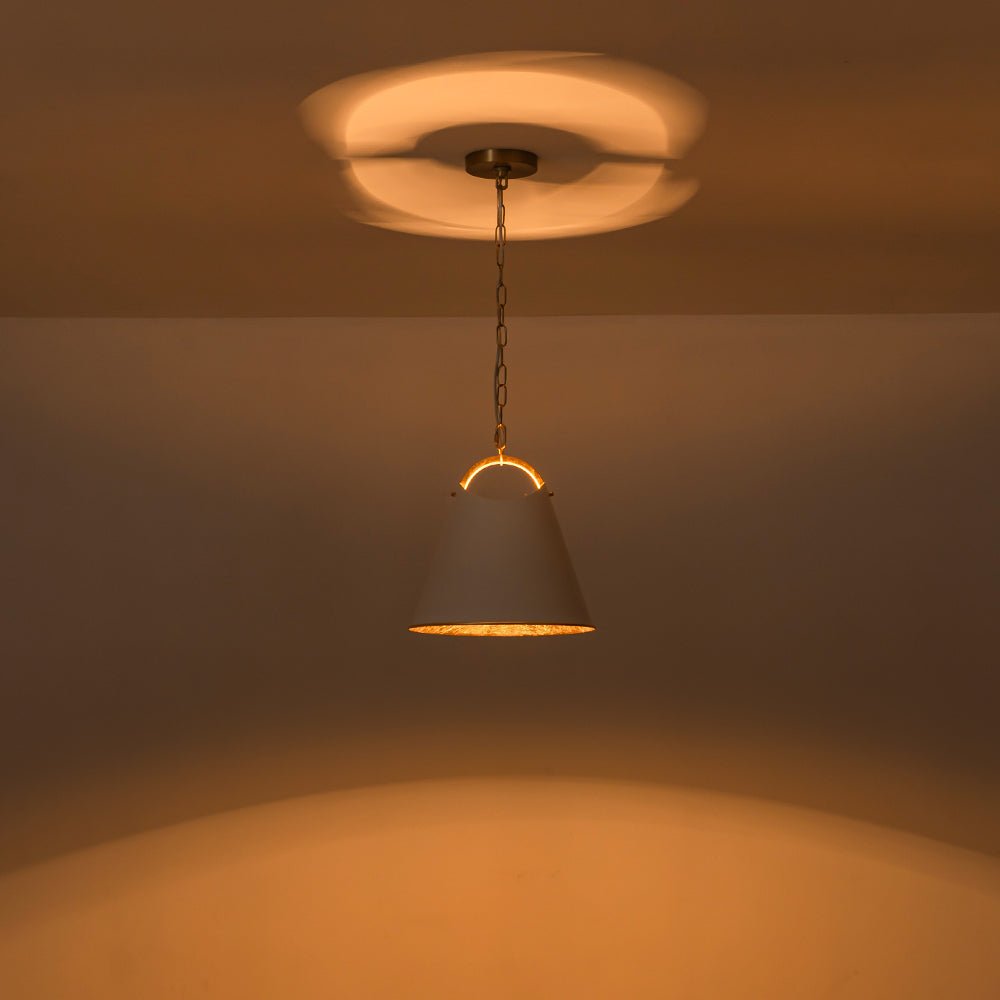 Modern Elegant 1-Light Gold Leaf Hanging Metal Barrel Pendant Fixture