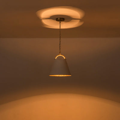 Modern Elegant 1-Light Gold Leaf Hanging Metal Barrel Pendant Fixture