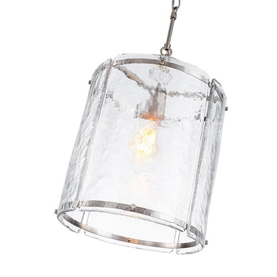Modern 1-Light Water Glass Cylinder Pendant Dimmable Fixture Gold Nickel Finish
