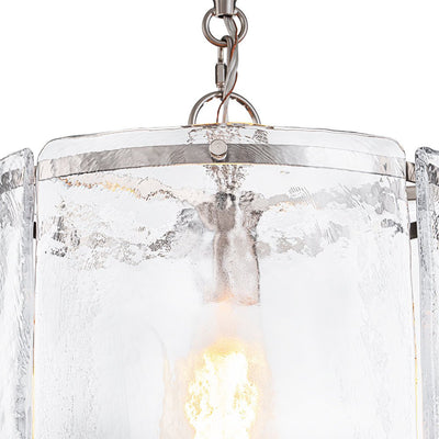 Modern 1-Light Water Glass Cylinder Pendant Dimmable Fixture Gold Nickel Finish