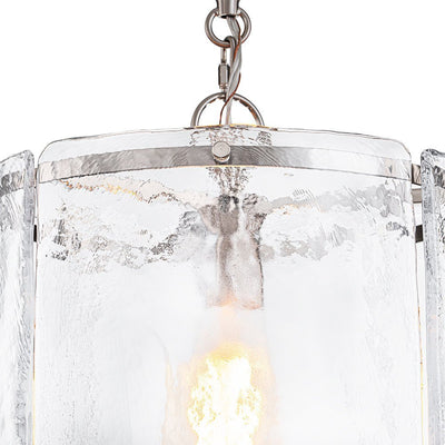 Modern Water Pattern Glass Cylinder Pendant Light, Dimmable, Gold or Nickel Finish
