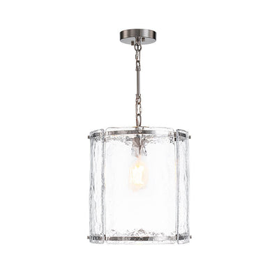 Modern 1-Light Water Glass Cylinder Pendant Dimmable Fixture Gold Nickel Finish