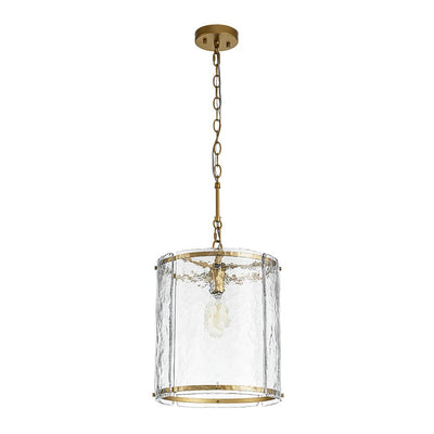 Modern 1-Light Water Glass Cylinder Pendant Dimmable Fixture Gold Nickel Finish