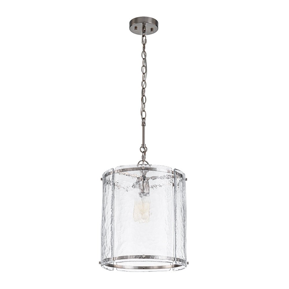 Modern 1-Light Water Glass Cylinder Pendant Dimmable Fixture Gold Nickel Finish