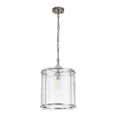 Modern 1-Light Water Glass Cylinder Pendant Dimmable Fixture Gold Nickel Finish