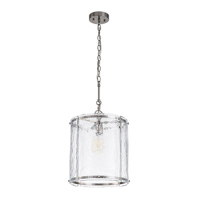 Modern Water Pattern Glass Cylinder Pendant Light, Dimmable, Gold or Nickel Finish