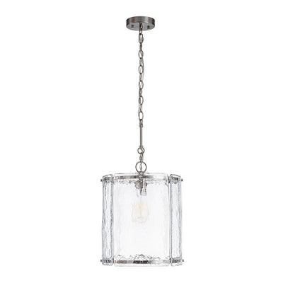 Modern 1-Light Water Glass Cylinder Pendant Dimmable Fixture Gold Nickel Finish