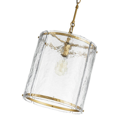 Modern 1-Light Water Glass Cylinder Pendant Dimmable Fixture Gold Nickel Finish