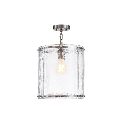 Modern 1-Light Water Glass Cylinder Pendant Dimmable Fixture Gold Nickel Finish