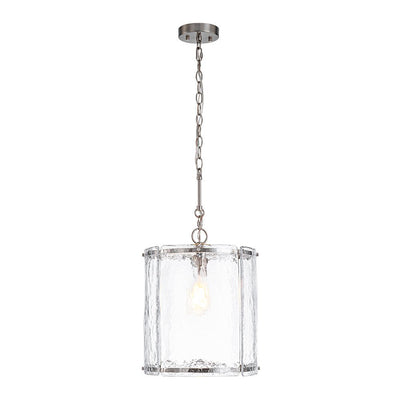 Modern 1-Light Water Glass Cylinder Pendant Dimmable Fixture Gold Nickel Finish