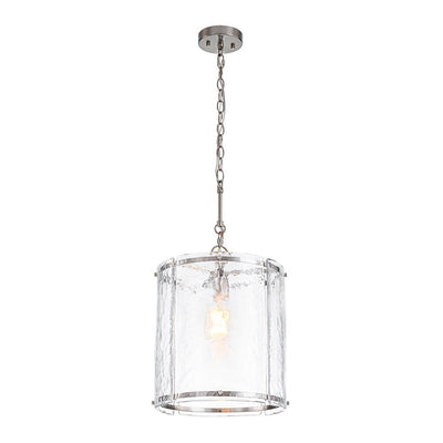 Modern 1-Light Water Glass Cylinder Pendant Dimmable Fixture Gold Nickel Finish