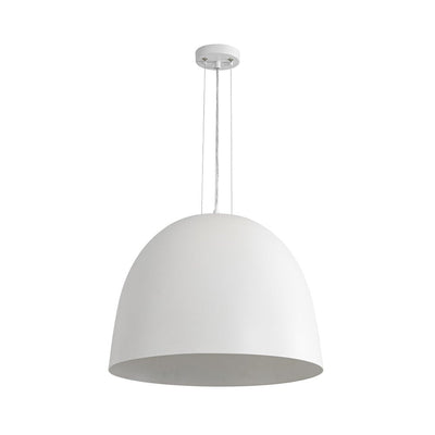 Elegant Modern White Metal Half-Dome Pendant Light, Adjustable Height, Dimmable Design