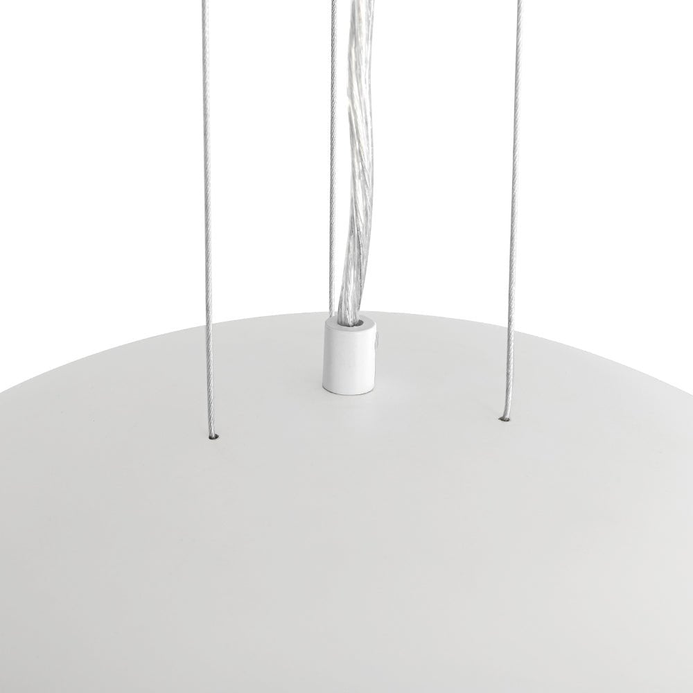 Elegant Modern White Metal Half-Dome Pendant Light, Adjustable Height, Dimmable Design