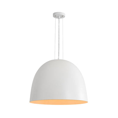 Elegant Modern White Metal Half-Dome Pendant Light, Adjustable Height, Dimmable Design