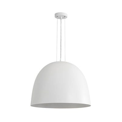 Elegant Modern White Metal Half-Dome Pendant Light, Adjustable Height, Dimmable Design
