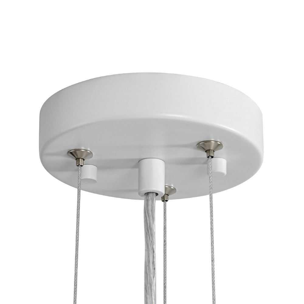 Elegant Modern White Metal Half-Dome Pendant Light, Adjustable Height, Dimmable Design