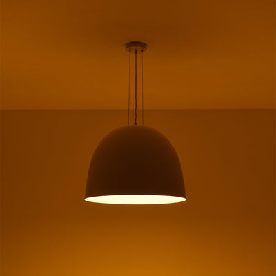 Elegant Modern White Metal Half-Dome Pendant Light, Adjustable Height, Dimmable Design