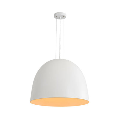 Elegant Modern White Metal Half-Dome Pendant Light, Adjustable Height, Dimmable Design