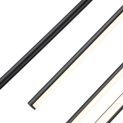 Modern 12-Light Linear LED Multi Light Pendant, Dimmable, Adjustable Matte Black