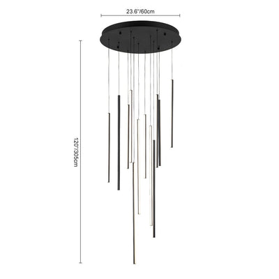 Modern 12-Light Linear LED Multi Light Pendant, Dimmable, Adjustable Matte Black