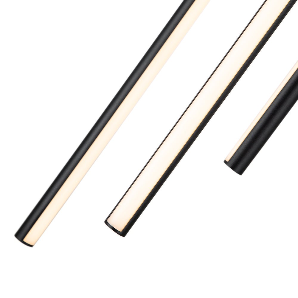 Modern 12-Light Linear LED Multi Light Pendant, Dimmable, Adjustable Matte Black