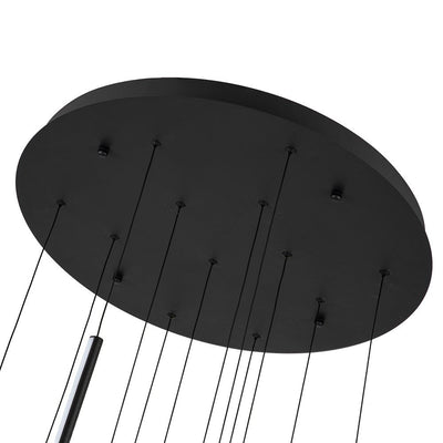 Modern 12-Light Linear LED Multi Light Pendant, Dimmable, Adjustable Matte Black