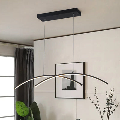 Modern Dimmable LED Arc Pendant Light Fixture, Minimalist Kitchen Island Lighting