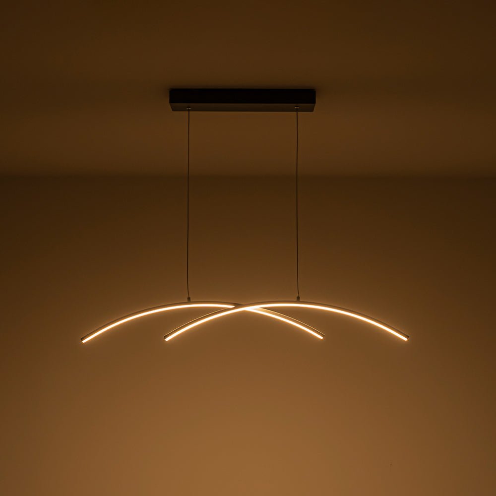 Modern Dimmable LED Arc Pendant Light Fixture, Minimalist Kitchen Island Lighting