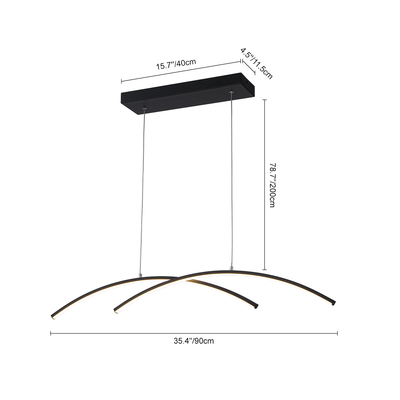 Modern Dimmable LED Arc Pendant Light Fixture, Minimalist Kitchen Island Lighting
