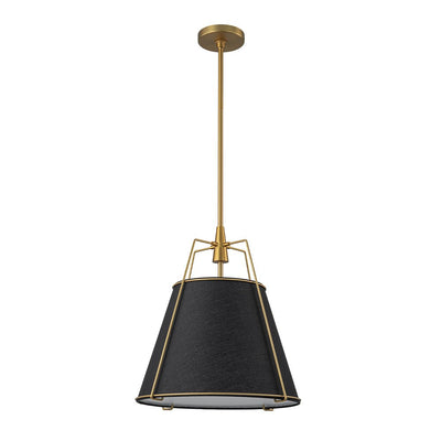Modern 4-Light Fabric Drum Pendant, Adjustable Height, Brushed Brass, Linen Shade