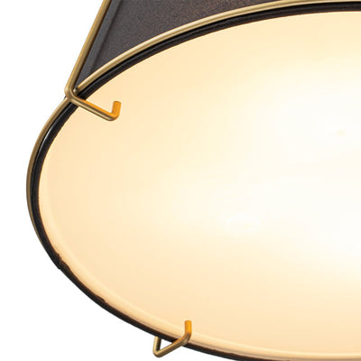 Modern 4-Light Fabric Conical Pendant Lamp with Brushed Brass Accents and Adjustable Height