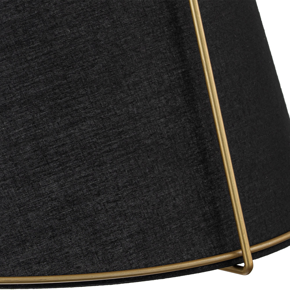 Modern 4-Light Fabric Conical Pendant Lamp with Brushed Brass Accents and Adjustable Height