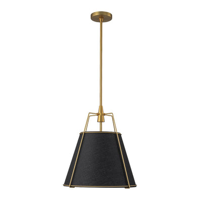 Modern 4-Light Fabric Conical Pendant Lamp with Brushed Brass Accents and Adjustable Height