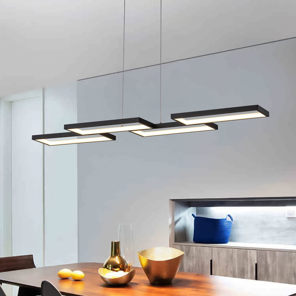 Modern 4-Light Square Frame Dimmable LED Pendant for Kitchen Island