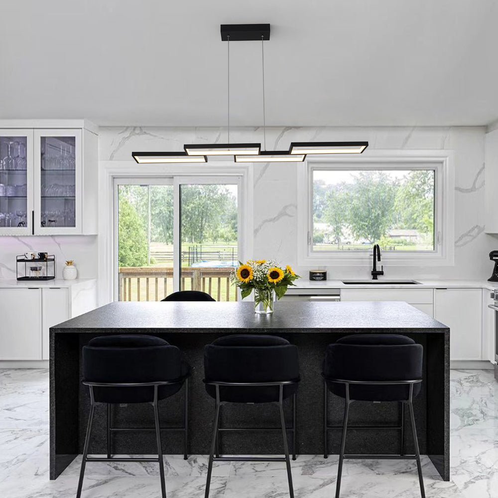 Modern 4-Light Square Frame Dimmable LED Pendant for Kitchen Island
