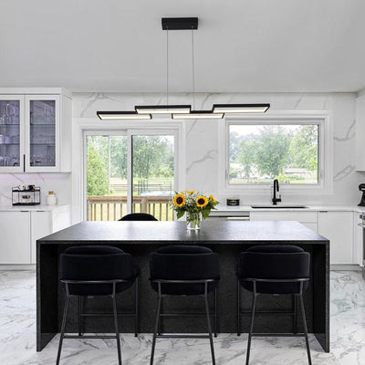 Modern 4-Light Square Frame Dimmable LED Pendant for Kitchen Island