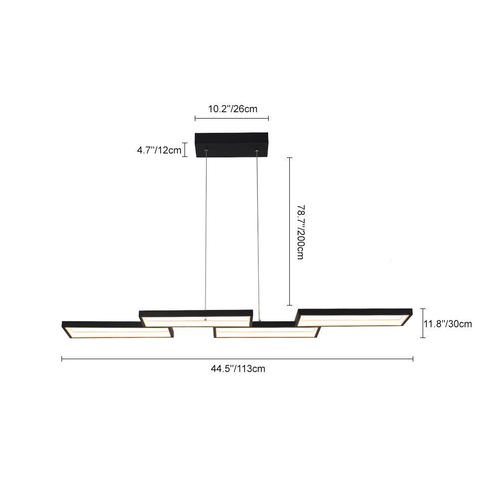 Modern 4-Light Square Frame Dimmable LED Pendant for Kitchen Island